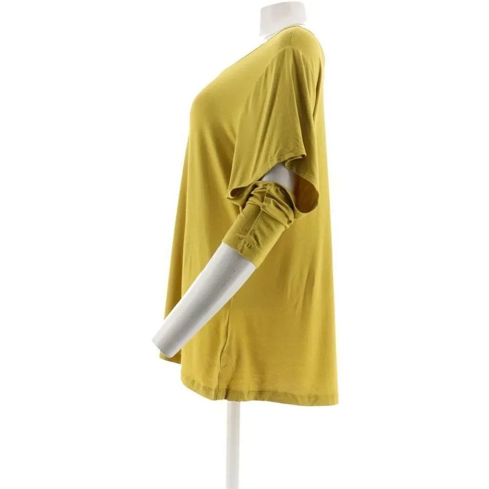 H by Halston Cut-Away Flounce Slvs Scoop Neck Knit Top